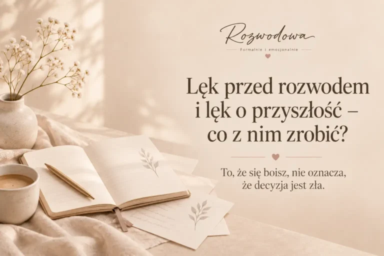 Lęk przed rozwodem i lęk o przyszłość – co z nim zrobić? Spokojna grafika wyróżniająca do artykułu Rozwodowej.