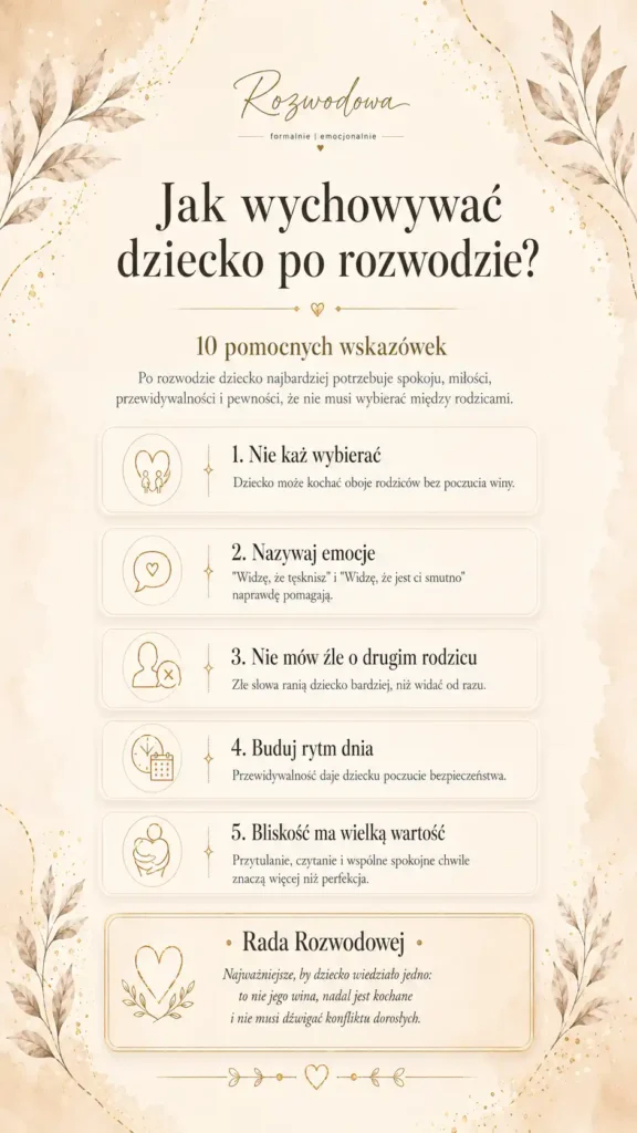 Jak wychowywać dziecko po rozwodzie – infografika z 10 wskazówkami dla rodziców po rozstaniu