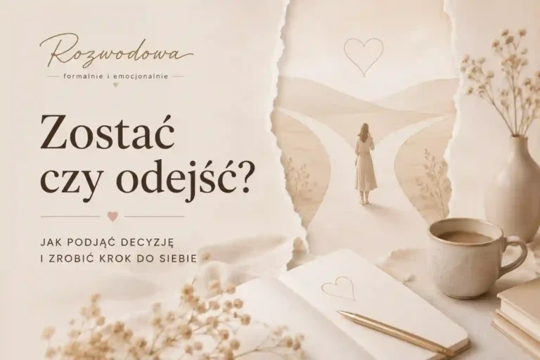 Zostać czy odejść? Kobieta stojąca na rozdrożu dróg – grafika do artykułu o tym, jak podjąć decyzję o rozwodzie i zrobić krok do siebie