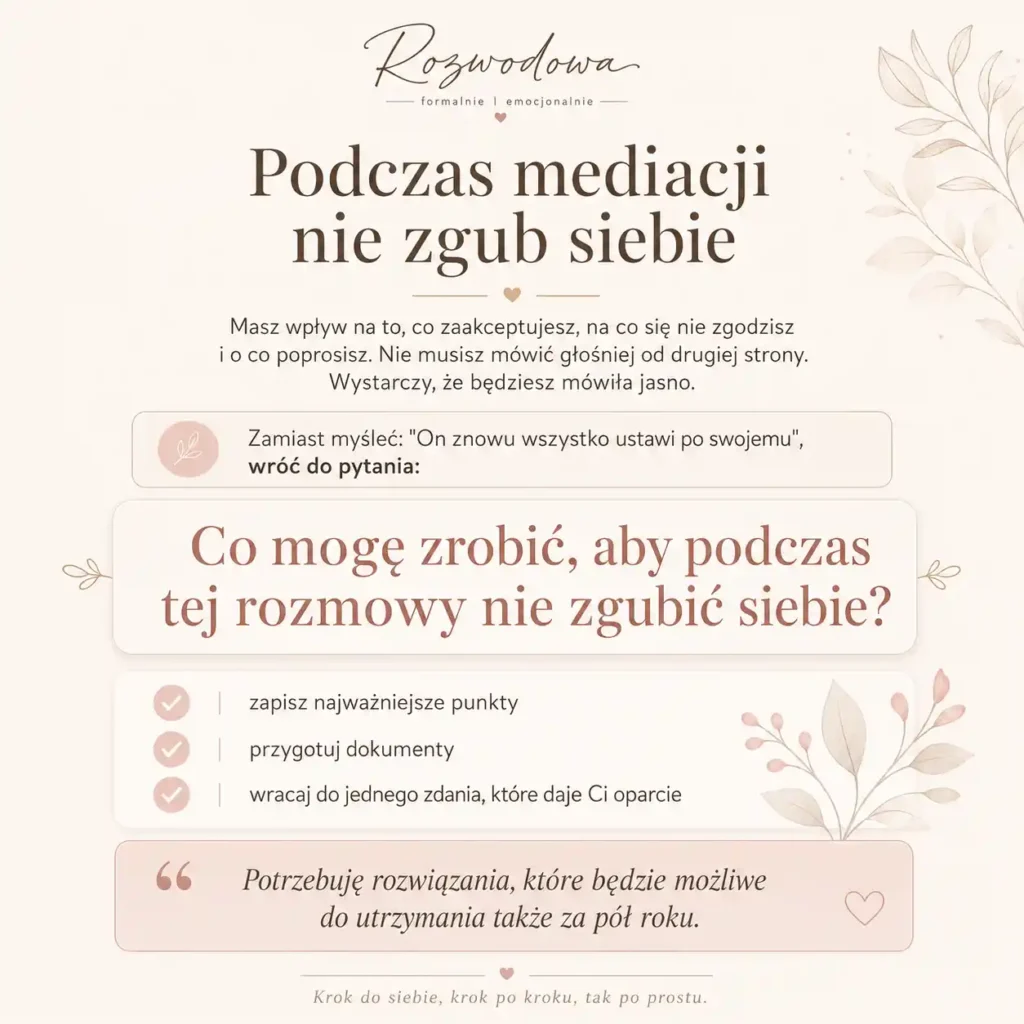 Jak przetrwać mediacje rozwodowe – infografika o granicach, przygotowaniu i spokojnym przejściu przez rozmowę