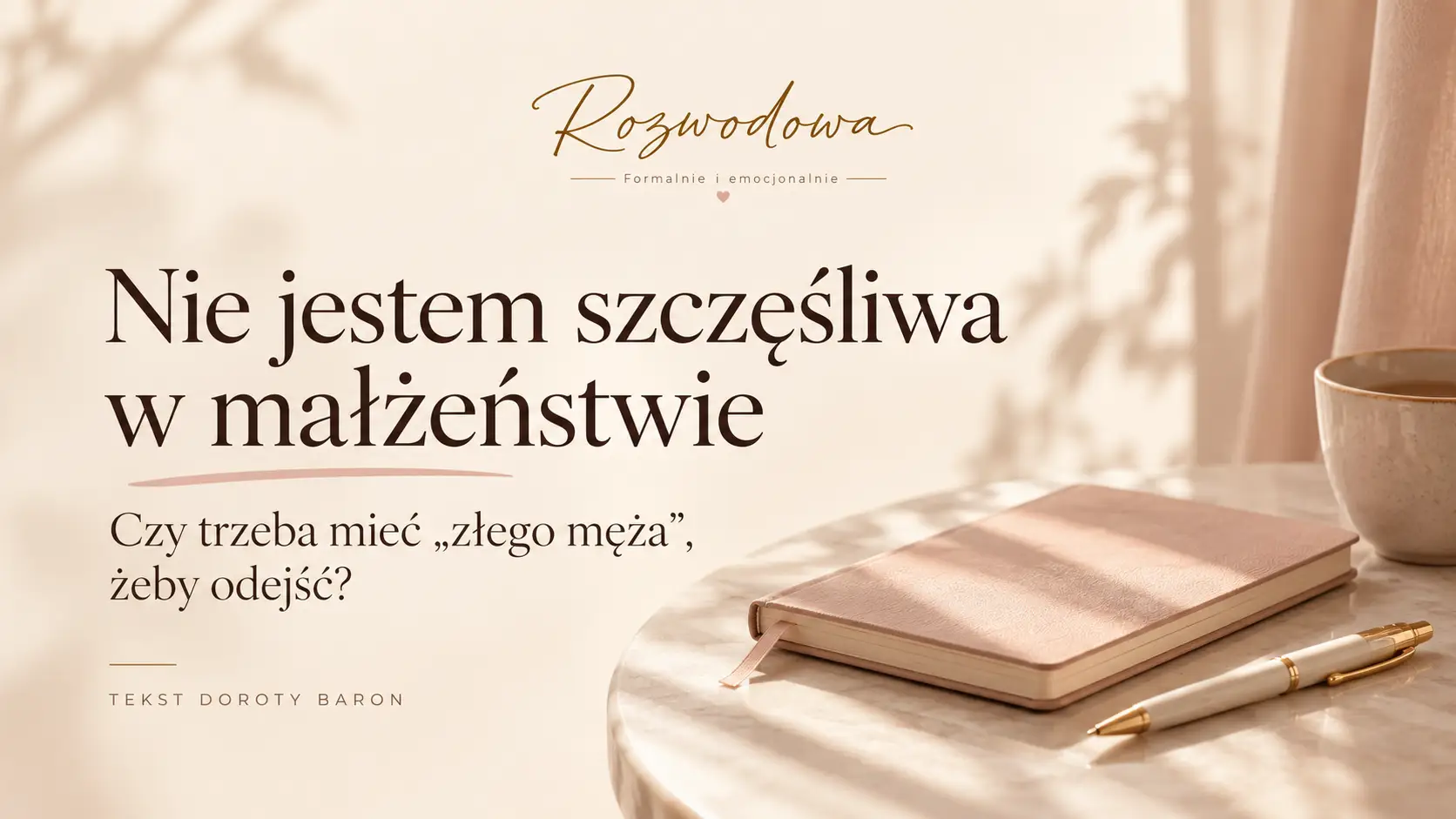 Nie jestem szczęśliwa w małżeństwie – minimalistyczna grafika wyróżniająca artykuł Rozwodowej